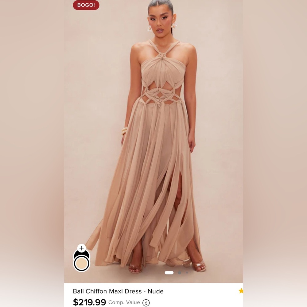 Bali Nude Chiffon Maxi Dress - FashionNova